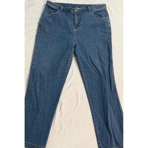 Woolrich Womens 16 Petite Dark Denim Straight Leg Jeans 1107 Blue Stretch